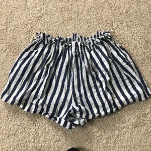 Blue and White Striped short shorts